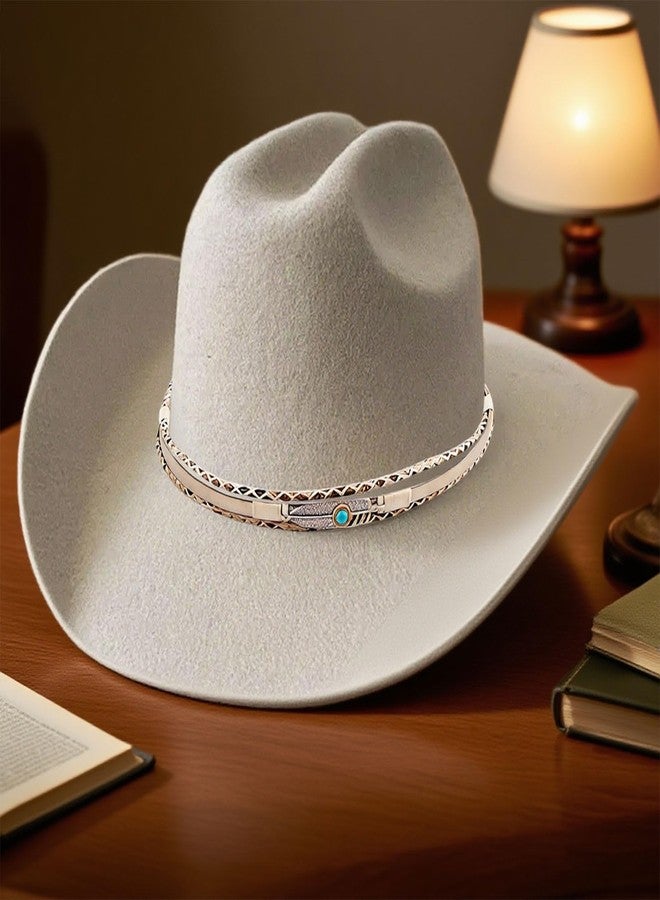 CZMZHFC Cowboy Hat Band for Women Men,Handmade Western Leather Hatbands, Turquoise Beads & Feather Accents HatBand,Bohemian Adjustable Replacement Band for Cowgirl Hats,Fedora Panama Hats Accessories - Image 3