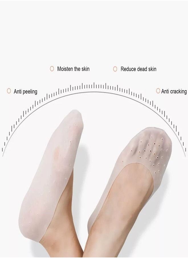 Generic Anti Crack Full Length Silicone Foot Protector Moisturizing Socks Beige  - Image 3
