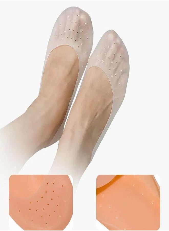 Generic Anti Crack Full Length Silicone Foot Protector Moisturizing Socks Beige  - Image 2