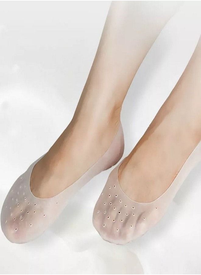 Generic Anti Crack Full Length Silicone Foot Protector Moisturizing Socks Beige  - Image 1