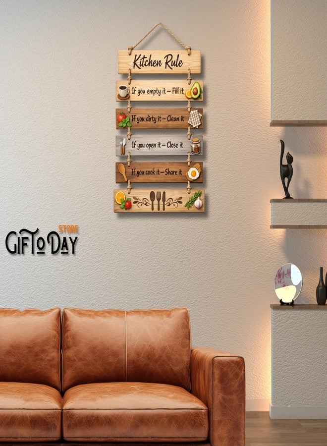 GIFTODAY لوحة جدارية خشبية من GiftOday لتزيين المنزل والمطبخ | لوحة جدارية ملهمة وزخرفية لغرفة المعيشة وغرفة النوم والمطبخ والمكتب | زينة جدارية عصرية ريفية من خشب MDF - Image 2