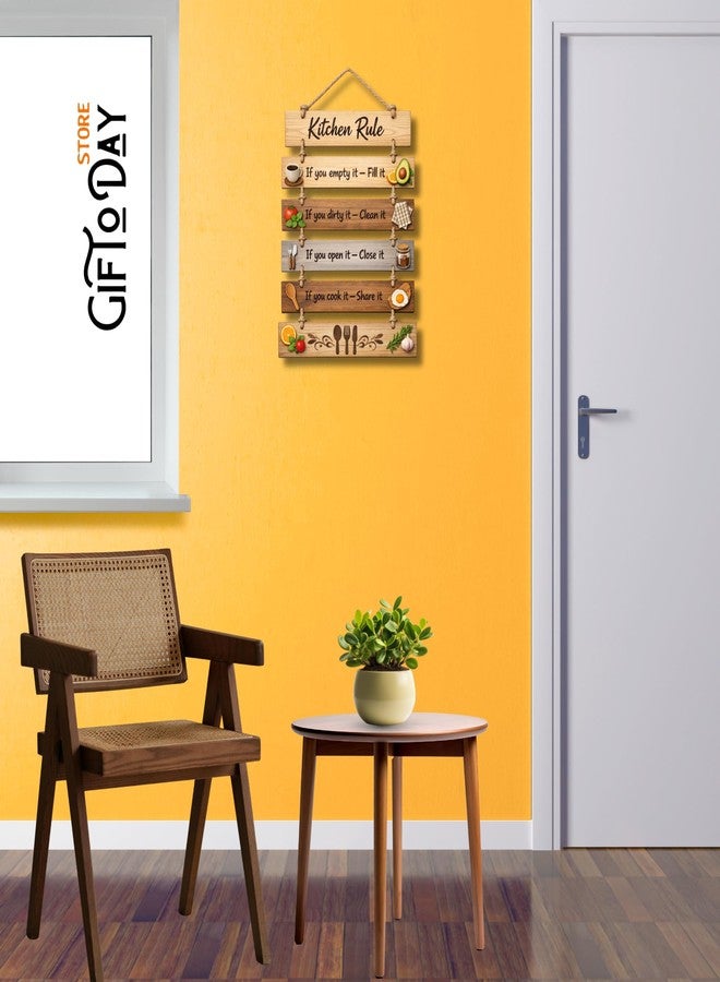 GIFTODAY لوحة جدارية خشبية من GiftOday لتزيين المنزل والمطبخ | لوحة جدارية ملهمة وزخرفية لغرفة المعيشة وغرفة النوم والمطبخ والمكتب | زينة جدارية عصرية ريفية من خشب MDF - Image 3