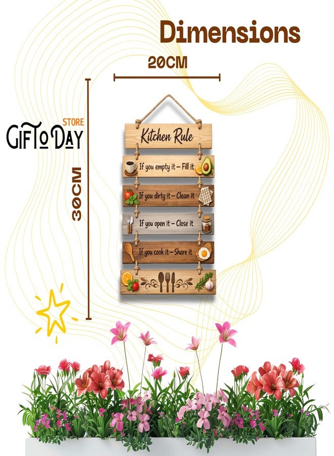GIFTODAY لوحة جدارية خشبية من GiftOday لتزيين المنزل والمطبخ | لوحة جدارية ملهمة وزخرفية لغرفة المعيشة وغرفة النوم والمطبخ والمكتب | زينة جدارية عصرية ريفية من خشب MDF - Image 4