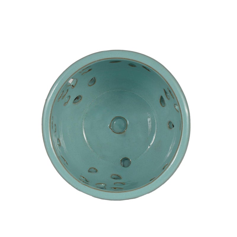 w w W&W Orchid Pot with Holes and Saucer for Repotting, Turquoise, 5.8" - Image 3