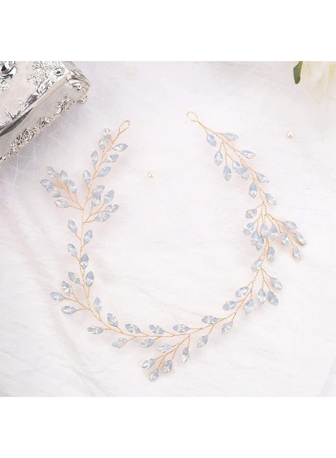 BERYUAN Ivory Crystal Rhinestone Hair Vine Gold Headband For Wedding Teardrop Crystal Rhinestone Hair Accessories For Bridal Women And Girls Wedding Hair Piece - Image 1