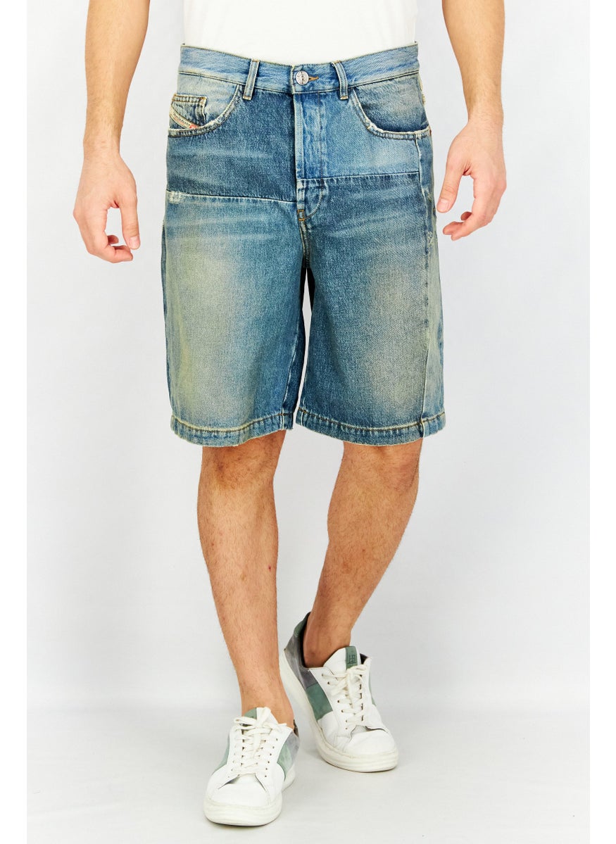 DIESEL Men Regular Fit Washed Denim Short, Blue  - Image 1