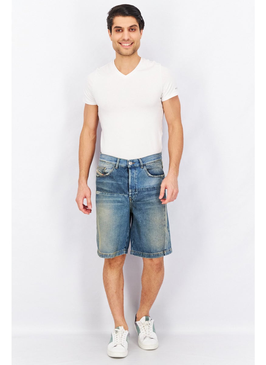 DIESEL Men Regular Fit Washed Denim Short, Blue  - Image 3
