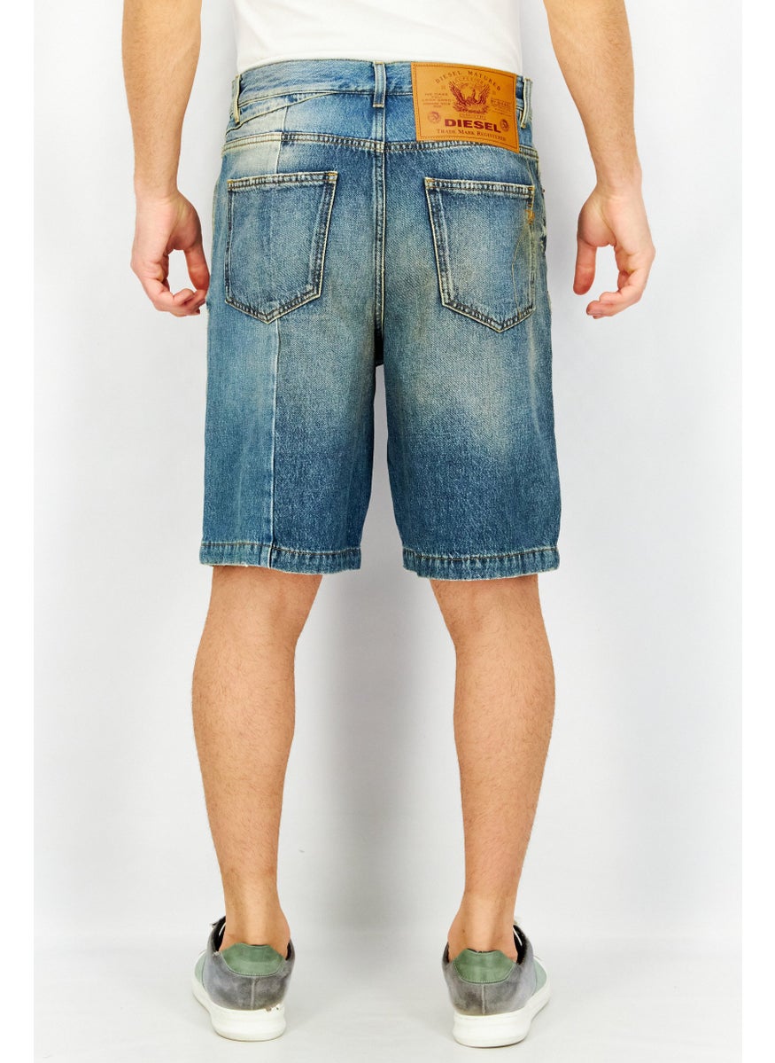 DIESEL Men Regular Fit Washed Denim Short, Blue  - Image 2