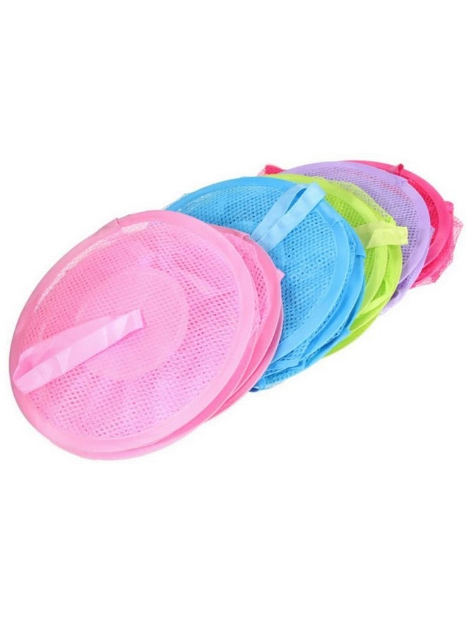 GSHLLO Mesh Hanging Storage Bags 3 Compartments Hanging Closet Shelves Foldable Stuffed Animal Net Toy Storage Hammock for Kids Room Bathroom Pink - Image 3