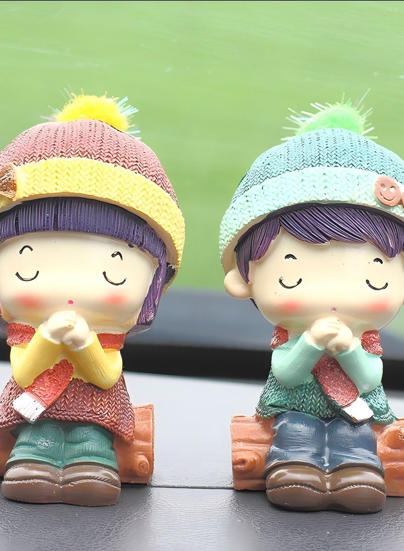 Maston 2-Piece Resin Crafts Creative Home Decoration Doll