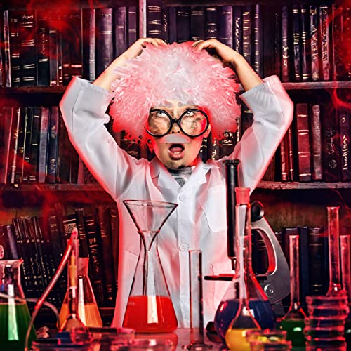 Haysandy Kids Mad Scientist Costume Crazy Physicist Costume Wig Lab Coat Glasses Mustache for 100th Day of School Cosplay1214t - Image 5