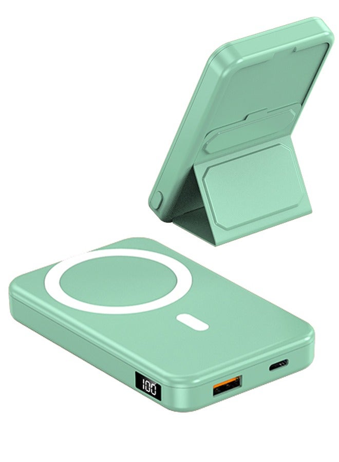 Kelesa 10000 mAh Foldable Magnetic Wireless Power Bank Portable Charger 22.5W Green - Image 1