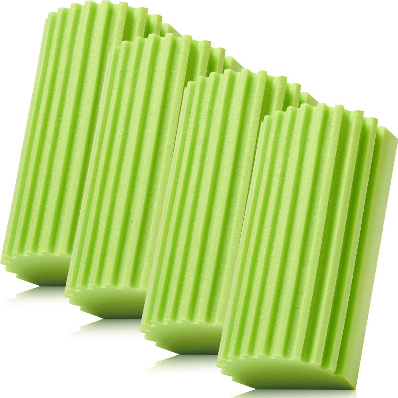MR. SCRUB 4 Pack Damp Dusting Sponge Duster  Green Dust Cleaning Sponge  Reusable Household Cleaning Sponge Tool For Blinds  Floorboards  Fan Blades  Vents  Glass  Railings  Mirrors - Image 1