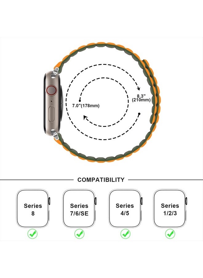 Anlinser Magnetic Bands Compatible with Apple Watch Band 45mm 44mm 42mm 41mm 40mm 38mm, Women Men Double Side Reversible Strap for iWatch Series 8/7/6/5/4/3/2/1/SE (41mm/40mm/38mm, Green/Orange) - Image 4