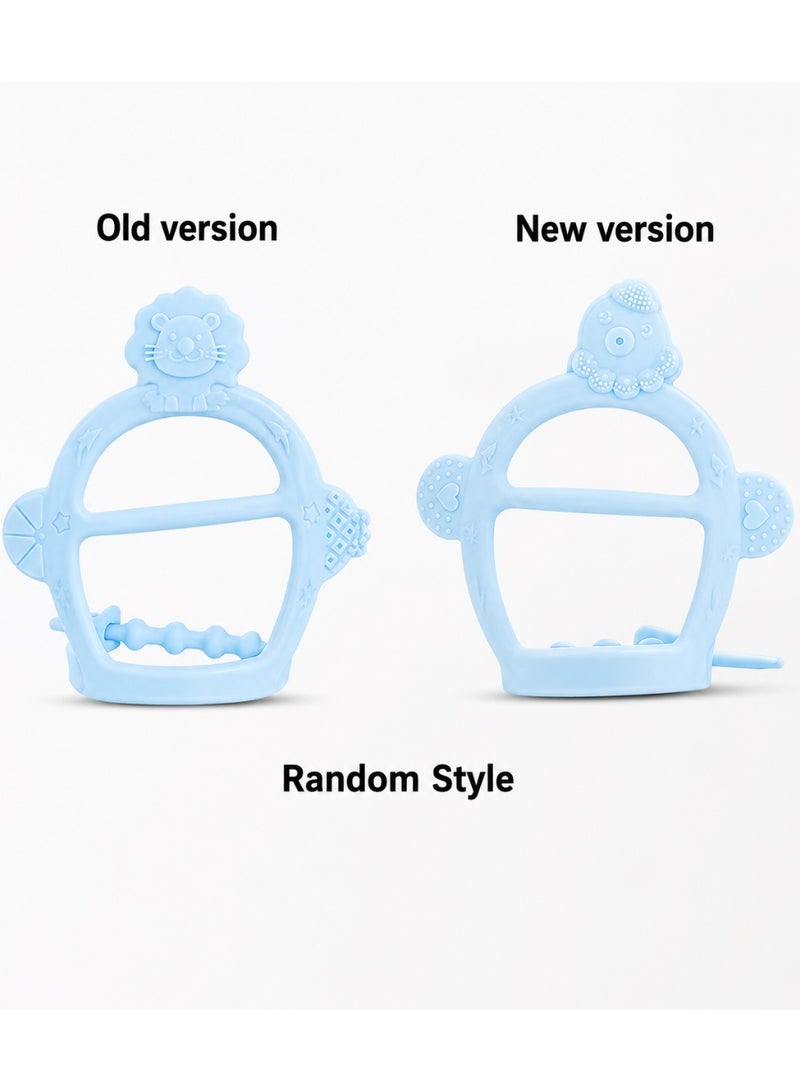 ColaBear 2Pcs Silicone Teething Mitten Set, Baby Teething Toy with Lion & Hearts Pattern, Toddler Teething Gloves with Adjustable Strap, Crinkle Sound, Self Soothing Baby Chew Toys for Infants (Blue) - Image 3