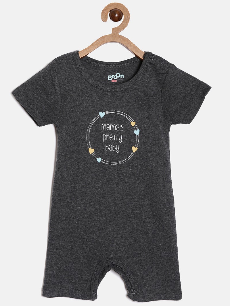 برون طقم رومبرز قطن عضوي مطبوع للأطفال الرضع من برون - أسود ورمادي - قطعتان - Image 2