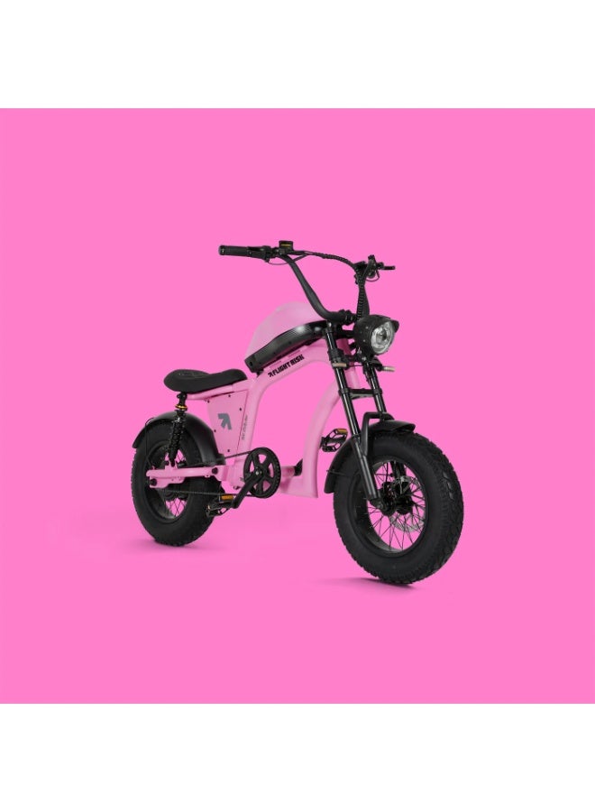 Flight Risk FR606 Electric Bike in Pink with 500W Max Power (250W Locked), 2-Piston Tektro Hydraulic Disc Brakes, Compact Frame, and Enhanced Safety - Image 1