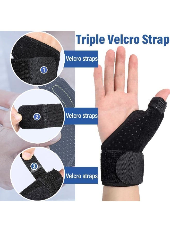 Adjustable Thumb Brace and Wrist Stabilizer (2 Pack), Carpal Tunnel Support Splint with Finger Straps, Universal Pain Relief Hand Wraps for Arthritis and Tendonitis - Image 3