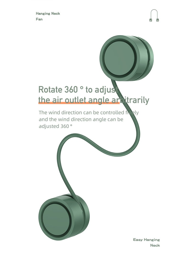 Rechargeable Heat Dissipation Lazy USB Hanging Neck Small Fan, Portable Storage Aromatherapy Hanging Neck Fan, Fan, Green - Image 1