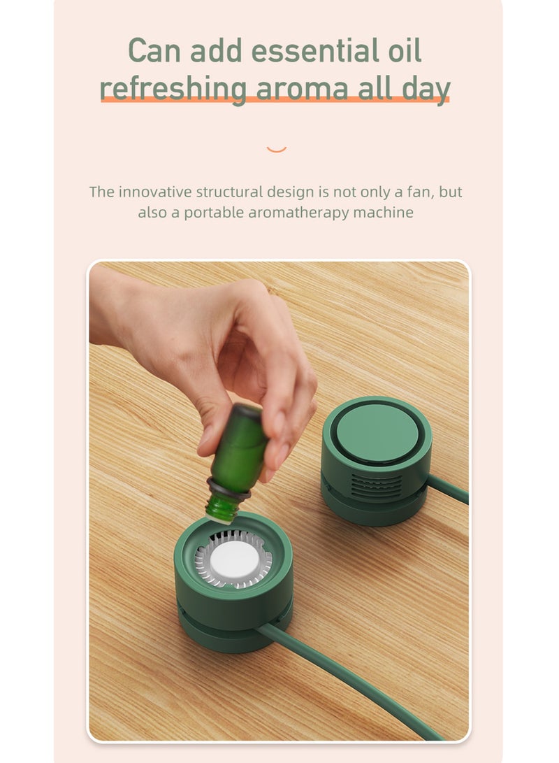 Rechargeable Heat Dissipation Lazy USB Hanging Neck Small Fan, Portable Storage Aromatherapy Hanging Neck Fan, Fan, Green - Image 2