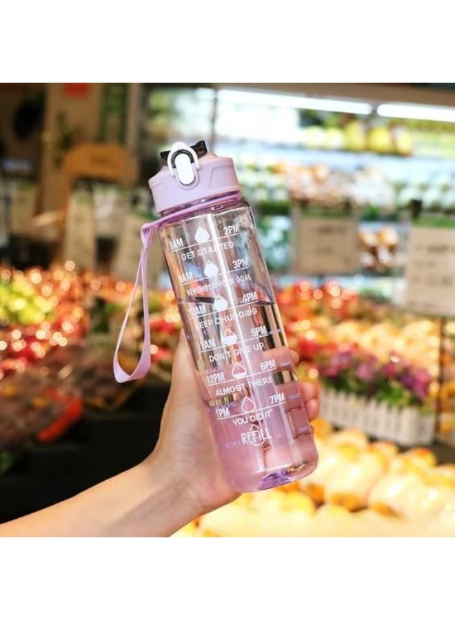 Spaceshoop Set of 3 clear plastic water bottles 2000ml 900ml and 300ml with motivational timer Durable leak-proof water bottles suitable for the office school and gym - Image 3