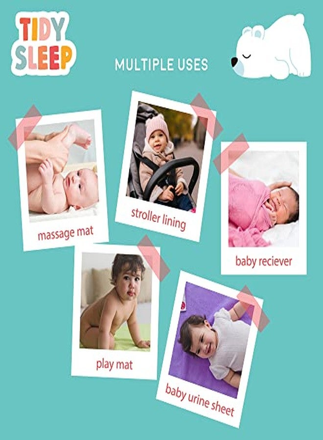 TIDY SLEEP طقم ملاءات أطفال جافة مقاومة للماء من تيدي سليب مع حفاضات من قماش قطني جيرسي للأطفال حديثي الولادة، لون أزرق صغير (أزرق) - Image 3