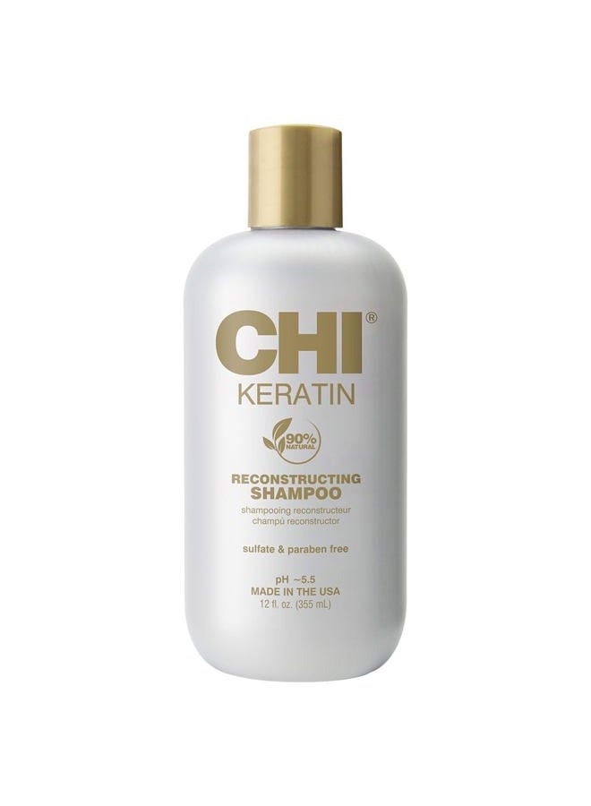 CHI شامبو إعادة بناء الكيراتين، يوفر شعرًا أكثر صحة، يضيف لمعانًا ويساعد في منع التكسر المستقبلي، خالي من الكبريتات والبارابين والقسوة، 12 أونصة - Image 1
