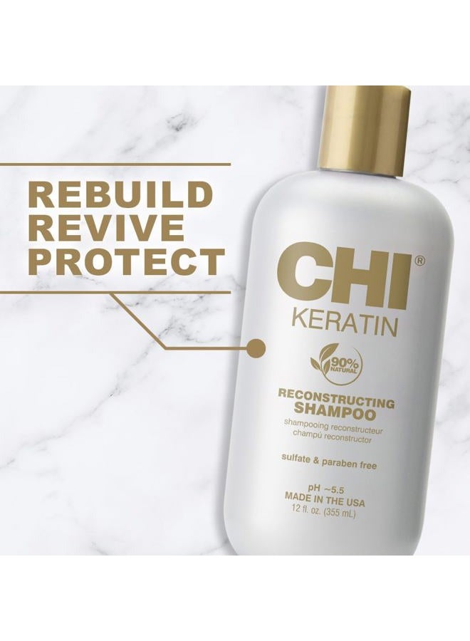 CHI شامبو إعادة بناء الكيراتين، يوفر شعرًا أكثر صحة، يضيف لمعانًا ويساعد في منع التكسر المستقبلي، خالي من الكبريتات والبارابين والقسوة، 12 أونصة - Image 2