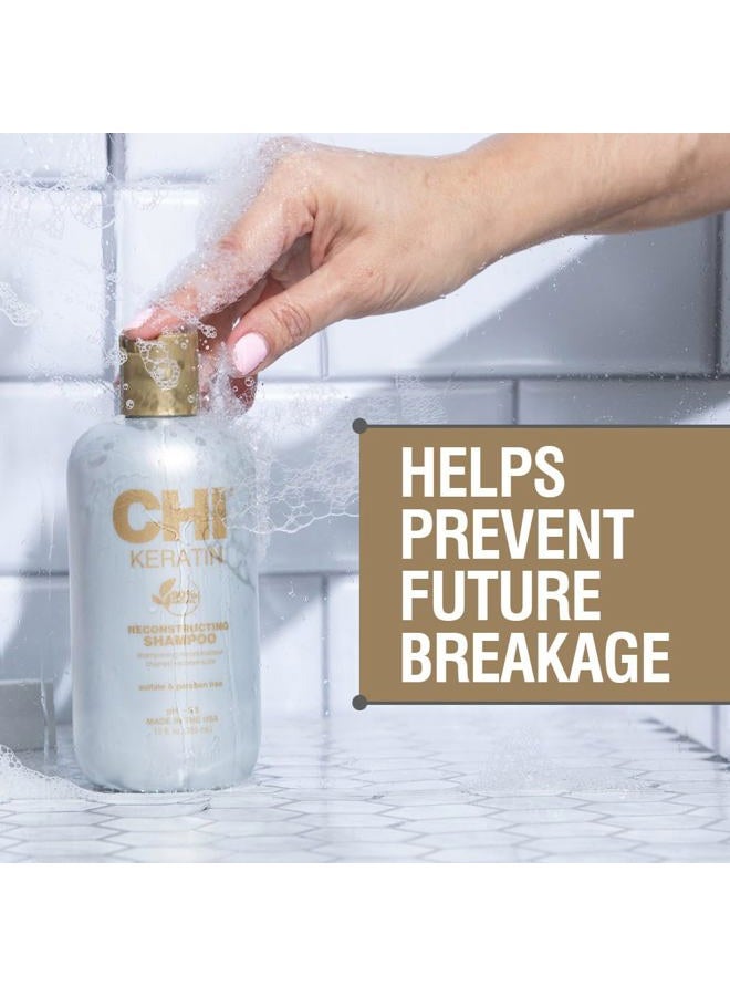 CHI شامبو إعادة بناء الكيراتين، يوفر شعرًا أكثر صحة، يضيف لمعانًا ويساعد في منع التكسر المستقبلي، خالي من الكبريتات والبارابين والقسوة، 12 أونصة - Image 4