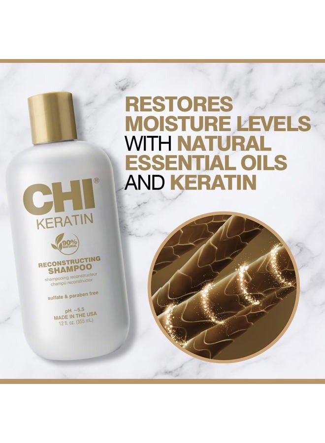 CHI شامبو إعادة بناء الكيراتين، يوفر شعرًا أكثر صحة، يضيف لمعانًا ويساعد في منع التكسر المستقبلي، خالي من الكبريتات والبارابين والقسوة، 12 أونصة - Image 3