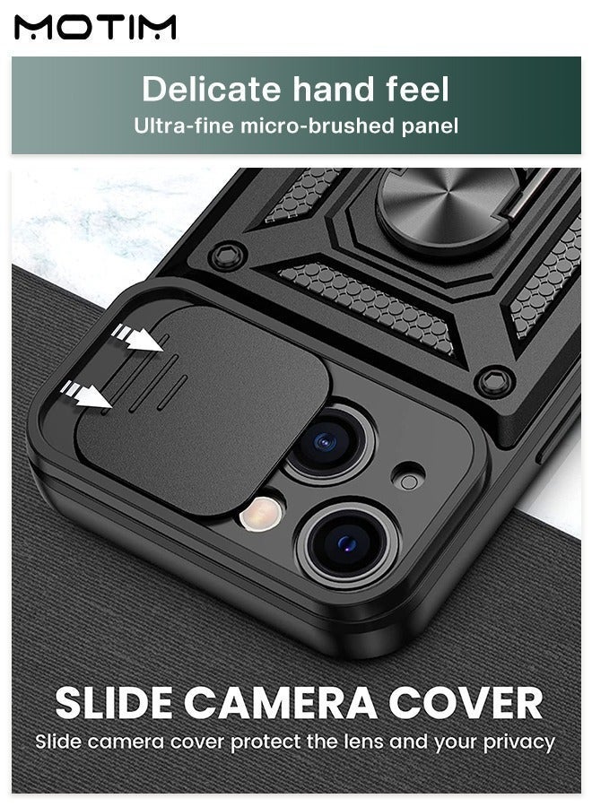 موتيم غطاء iPhone 14 Pro Max Case Armor Cover مع غطاء كاميرا منزلق،  لحماية الهاتف بمستوى عسكري حامل هاتف متين مع حامل مغناطيسي للسيارة - Image 2