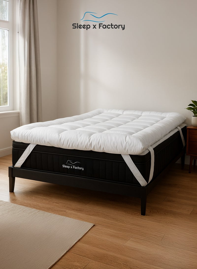 Sleep x Factory Luxury Hotel Comfort Sleep Bundle, 6 Pcs, Fits 200 x 180 cm Double Size Bed, 14 cm Mattress Topper, Duvet Comforter, 2 Hotel Pillows, 2 Cotton Bath Towels 140 x 70 cm - Image 3