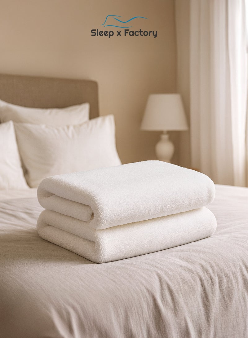 Sleep x Factory Luxury Hotel Comfort Sleep Bundle, 6 Pcs, Fits 200 x 180 cm Double Size Bed, 14 cm Mattress Topper, Duvet Comforter, 2 Hotel Pillows, 2 Cotton Bath Towels 140 x 70 cm - Image 5