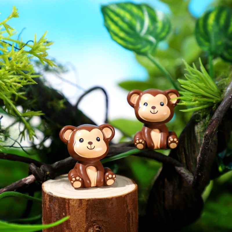 Silipull 50 Pcs Mini Monkey Figurines Resin Monkey Figures Bulk Tiny Animals Favors for Summer Cake Topper Goodie Bag Fillers Supplies Stuffers(Cute,Brown) - Image 5