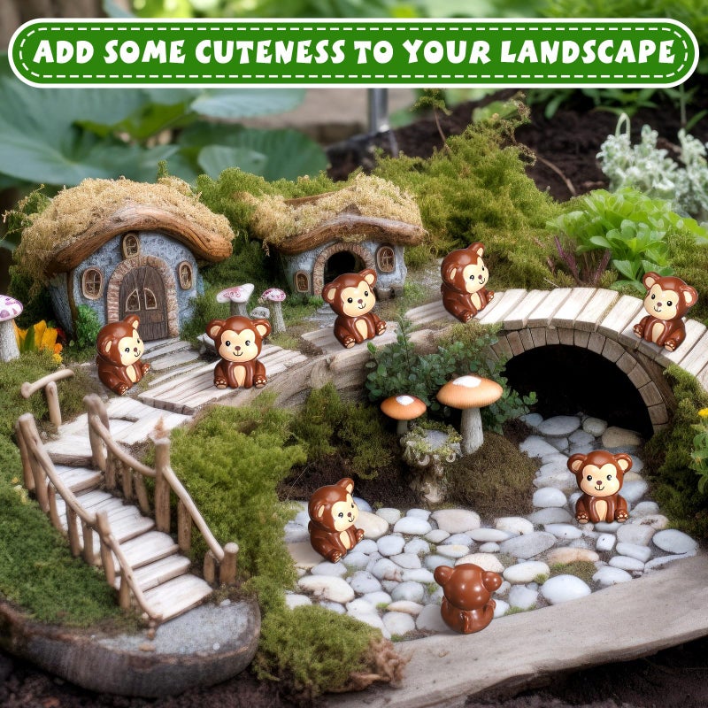 Silipull 50 Pcs Mini Monkey Figurines Resin Monkey Figures Bulk Tiny Animals Favors for Summer Cake Topper Goodie Bag Fillers Supplies Stuffers(Cute,Brown) - Image 3