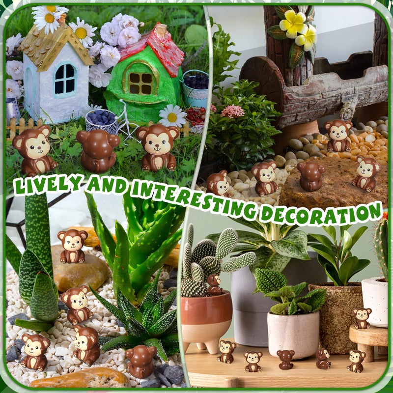 Silipull 50 Pcs Mini Monkey Figurines Resin Monkey Figures Bulk Tiny Animals Favors for Summer Cake Topper Goodie Bag Fillers Supplies Stuffers(Cute,Brown) - Image 4