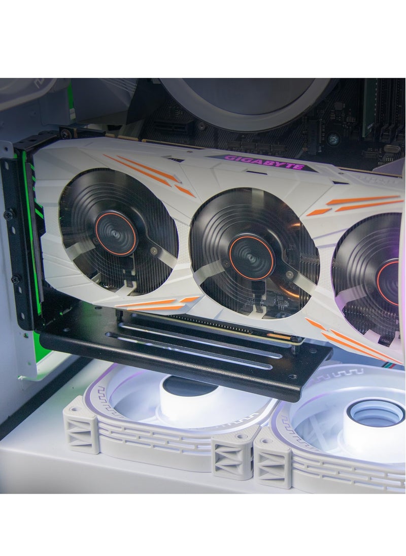 KASTWAVE طقم حامل بطاقة رسوميات عمودي لوحدة معالجة الرسومات، حامل وحدة معالجة الرسومات مع كابل PCIE Riser بزاوية قائمة 90 درجة 20 سم PCIE 3.0 أسود  - Image 5