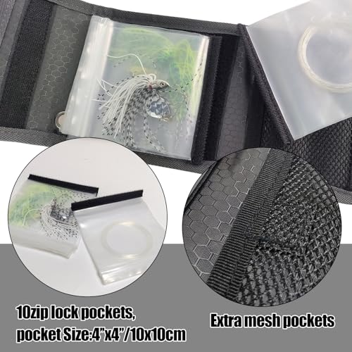 Aventik High Grade10 Pockets Fly Fishing Leader Wallet Leader Case Tippet Storage for Fly Fishing Great for Pre-Tied Carp and Catfish Rigs(grey) - Image 3