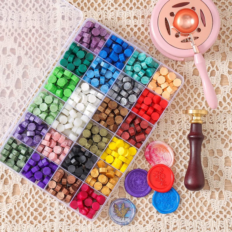 iteryou Wax Seal Stamp Kit, 630 Pcs Wax Beads with Gift Box, Wax Seal Stamp with Sealing Wax Stamp, Wax Seal Warmer, Envelopes Metallic Pens, Wax Seal Stamp Set for Gift and Decoration - Image 4