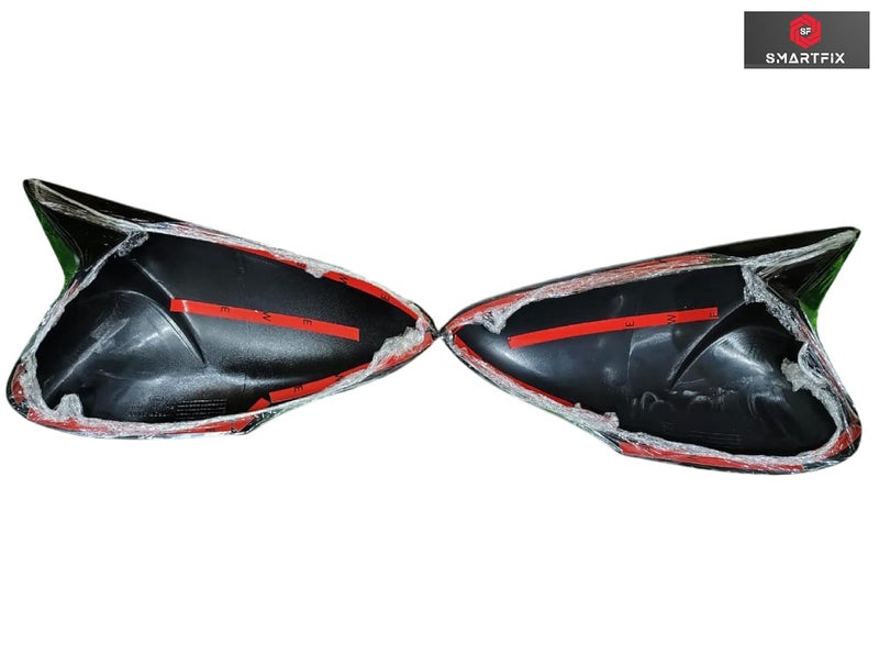 SmartFX أغطية مرايا جانبية مستوحاة من باتمان لسيارة XUV 300 (2019-الآن) | أسود لامع، مادة ABS، تركيب لاصق سهل، مجموعة من 2 يسار ويمين، ملحقات خارجية زخرفية للسيارة - Image 3