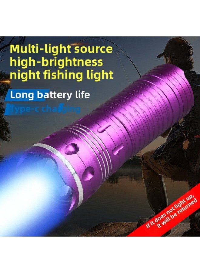 2024 Night Fishing Lights High-power Night Fishing Special Blue Light Long Endurance Type-c Charging Fishing Flashlight-Color:10W Double Light Source Standard: Lamp Charging Cable Package Box: Strong Light Endurance Over 8 Hours - Image 2