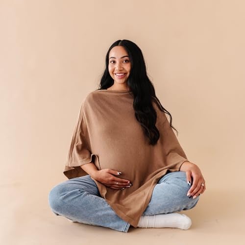 MakeMake Organics Knit Breathable Nursing Cover Up for Breastfeeding Soft GOTS Certified Organic Cotton Breastfeeding Cover Up for Women Privacy Feature Brown - Image 1