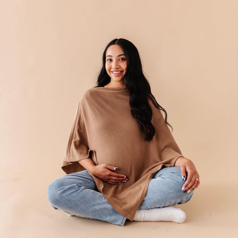 MakeMake Organics Knit Breathable Nursing Cover Up for Breastfeeding Soft GOTS Certified Organic Cotton Breastfeeding Cover Up for Women Privacy Feature Brown - Image 2