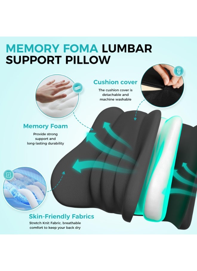 Generic - Lumbar Support Pillow for Office Chair，Memory Foam Back Support Cushion for Back Pain Relief，Back Support Pillow for Home, Office, Car Seat - Image 1