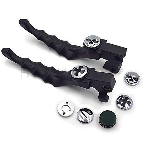 XKH-MOTO XKH Motorcycle Parts Brake Clutch Hand Lever Compatible with Sportster 1200 883 883R Forty Eight Seventy Two Black Levers with Black Zumbie Cross Groove Covers B00Y44ICNK - Image 1