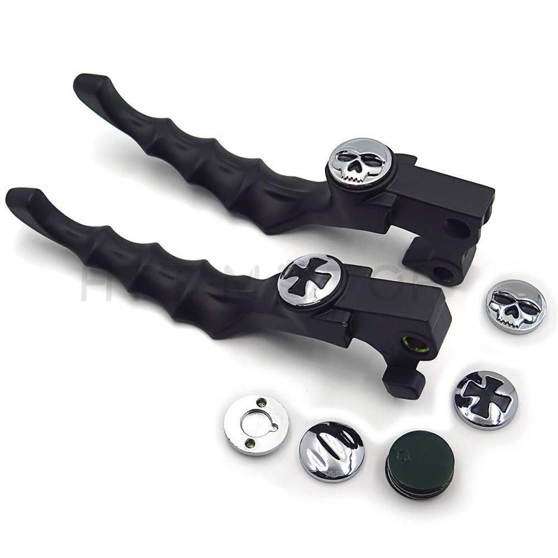 XKH-MOTO XKH Motorcycle Parts Brake Clutch Hand Lever Compatible with Sportster 1200 883 883R Forty Eight Seventy Two Black Levers with Black Zumbie Cross Groove Covers B00Y44ICNK - Image 3