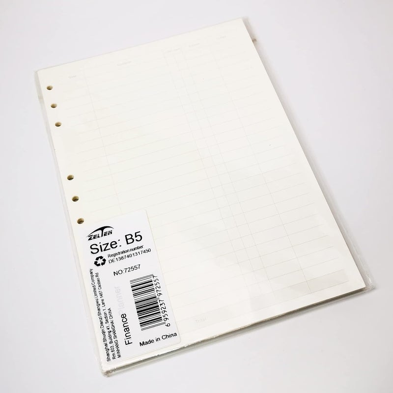 Zelten 1 Pack B5 45 Sheets/90 Pages Finance Loose Leaf Punched Paper Refills Paper for 9 Hole Binder Personal Organizer Diary Notebook Refillable Planner - Image 3