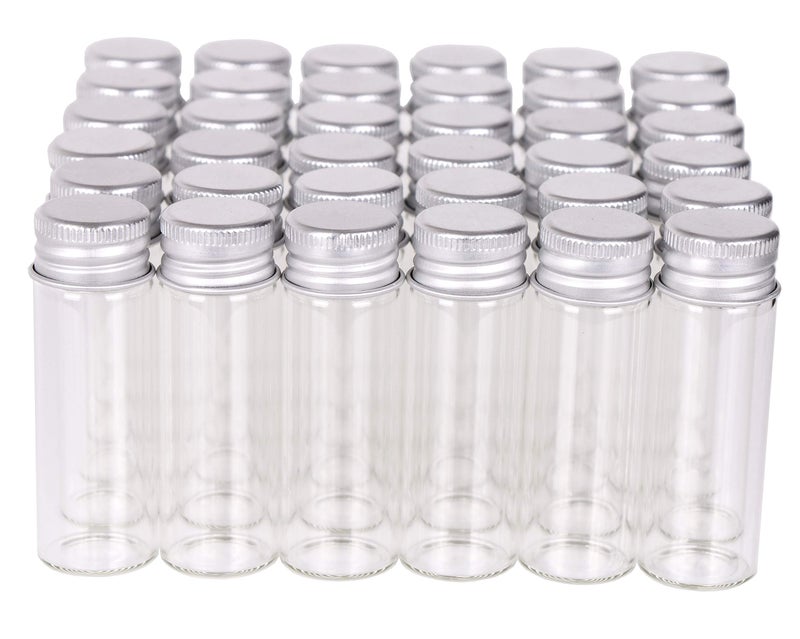 MaxMau 100 Tiny Glass Bottles Clear Small Vials 15 Milliliter Empty Mini Jars with Aluminum Screw Top Lids Sample Message Bottle Wedding Favors Decorations DIY Jewelry Accessories Liquid Hold Storage - Image 1