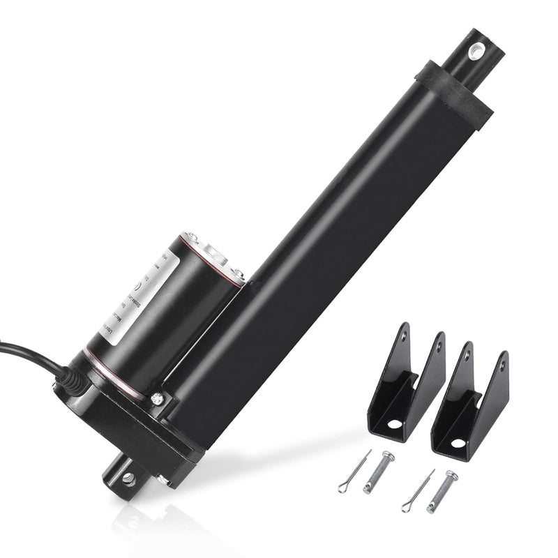 DC HOUSE 6 Inch (6") Stroke Linear Actuator 12V High Speed Actuator Motor 1000N 14mm/s with Brackets Mounting DC12V Linear Actuator with Mounting Bracket for Recliner TV Lift Coop Door - Image 1