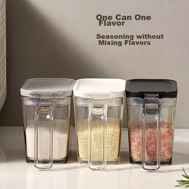ASVEL Japanese-Style Seasoning Container, Household Plastic Spice Jar, Condiment Storage Box with Spoon, White, 480ml - Image 4